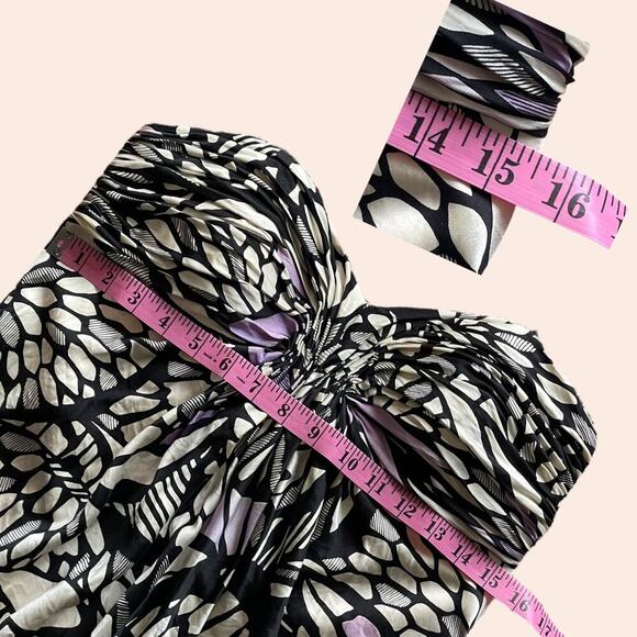 Laundry by Shelli Segal Butterfly Silk Maxi Dress Size 6 Strapless Black White - Picture 4 of 8